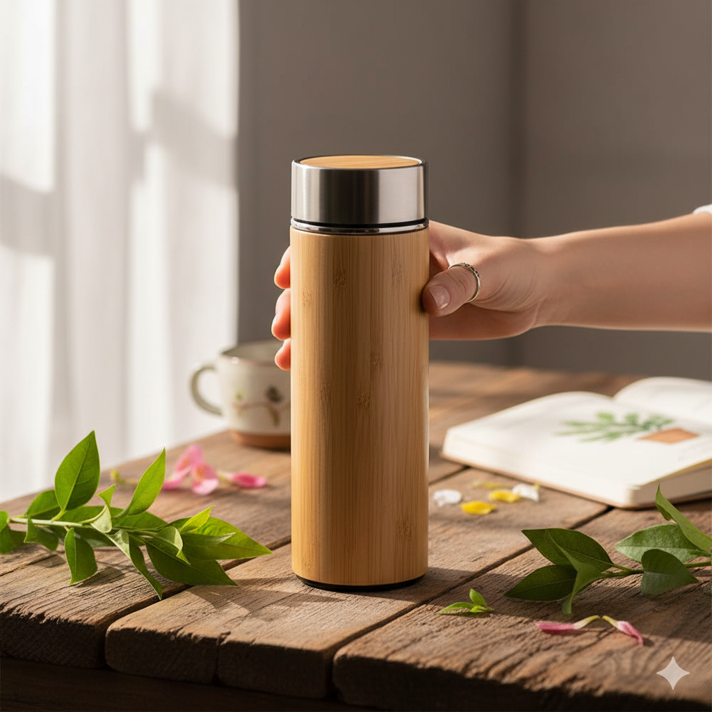 TERMO DE BAMBÚ CON INFUSOR X350ML