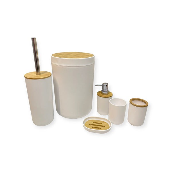 JUEGO DE ACCESORIOS DE BAÑO BAMBU 6 PIEZ